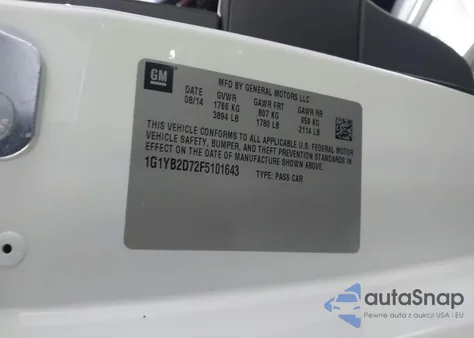 2015 Chevrolet Corvette Stingray z USA, uszkodzony, nr VIN 1G1YB2D72F5101643